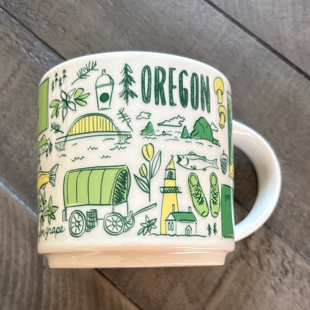 Starbucks Oregon Mug with Green and Yellow Design